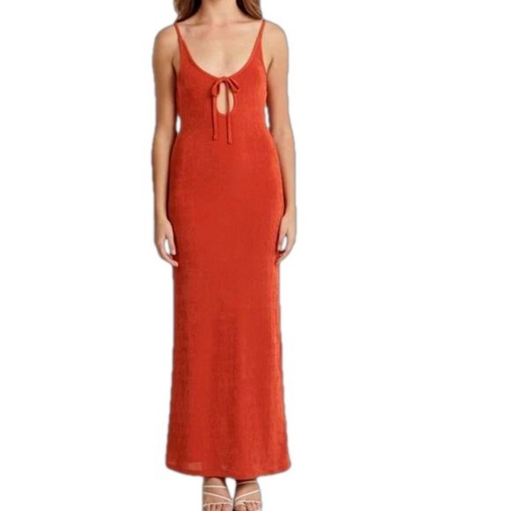 New CHARLIE HOLIDAY Anthropologie Raspberry Arlo Midi‎ Dress Spaghetti Straps